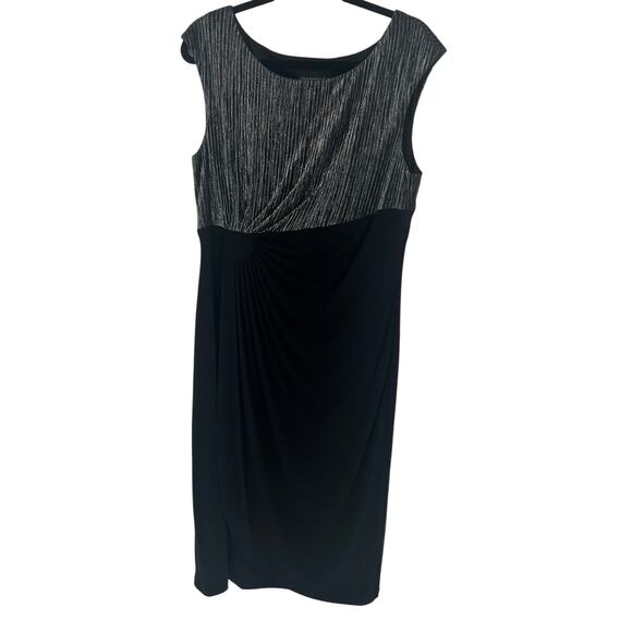 Connected Apparel Black and Silver Cocktail Dress Size 16 - Picture 1 of 6